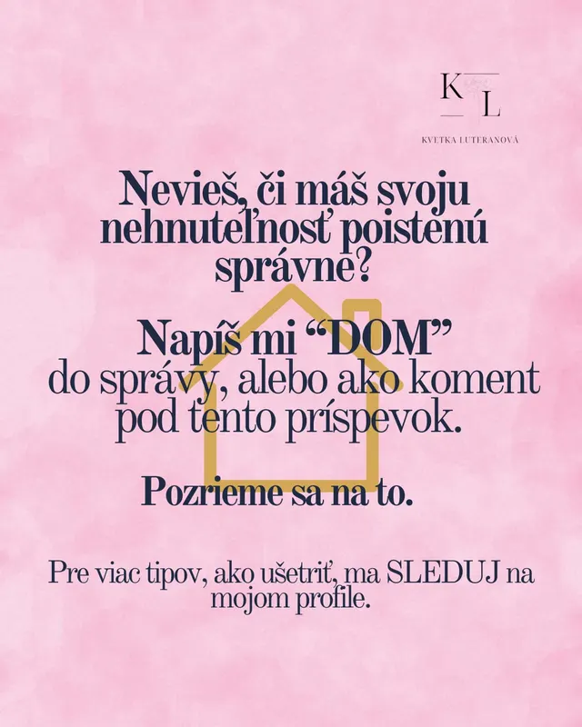 Nevieš, či máš nehnuteľnosť poistenú správne? Napíš mi a pozrieme sa na to.